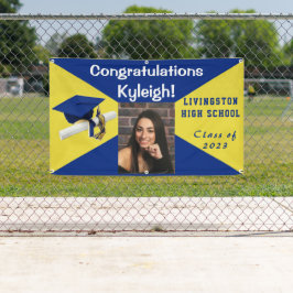Banderoles Royal Blue and Yellow Vinyl Graduation Photo