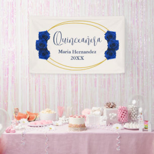Banderoles Royal Blue et Gold Geometry Quinceañera