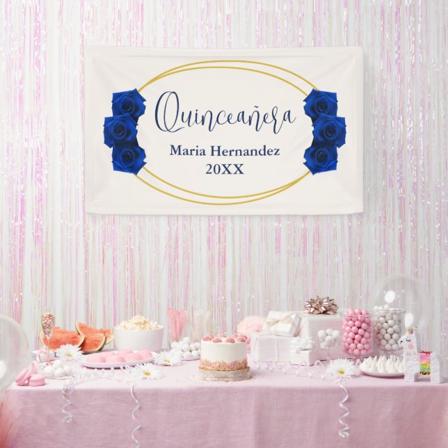 Banderoles Royal Blue et Gold Geometry Quinceañera (Fête)