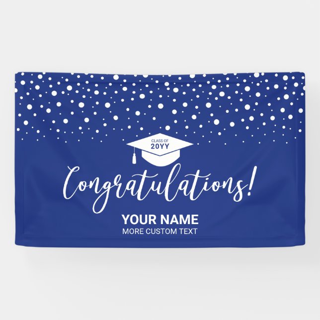 Banderoles Royal Blue Fetti Félicitations Diplôme (Horizontal)
