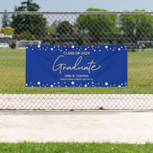 Banderoles Royal Blue Gold Classe de 2024 Graduation