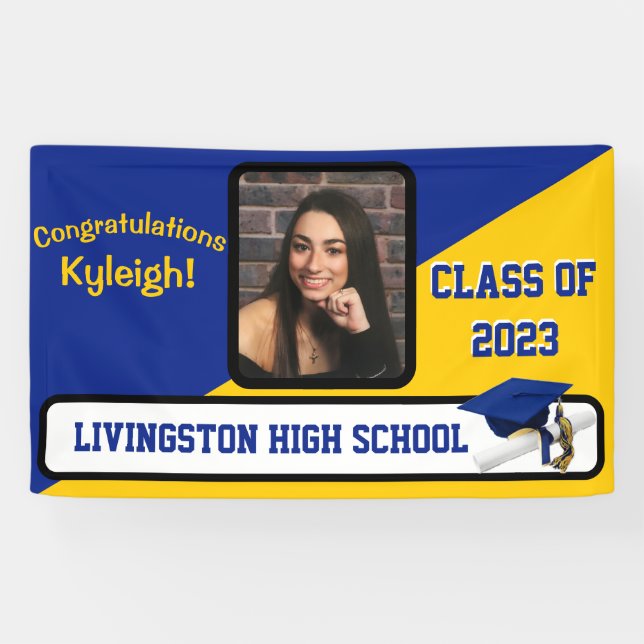Banderoles Royal Blue, Gold et White Graduation (Horizontal)