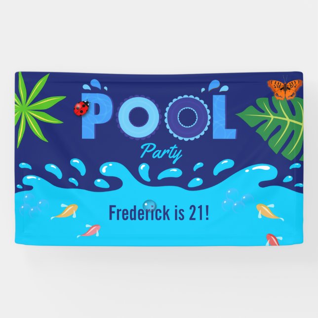 Banderoles Royal Blue Summer Pool fête d'anniversaire (Horizontal)