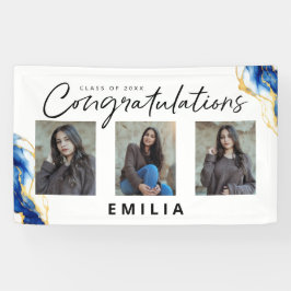Banderoles Royal Blue Yellow Gold Elegant Photo Graduation