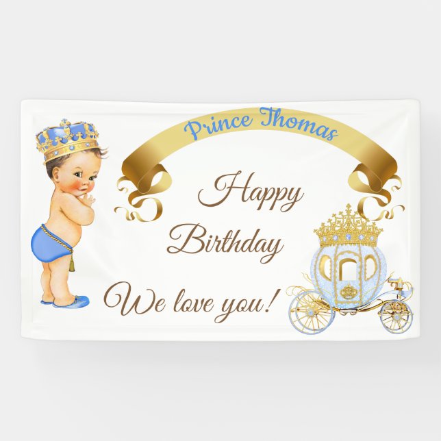 Banderoles Royal Prince Baby Boy Carriage Blue Gold (Horizontal)