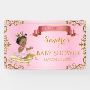 Banderoles Royal Princess Baby Girl sur Coussin rose or
