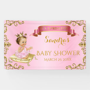 Banderoles Royal Princess Baby Girl sur l'or rose Coussin