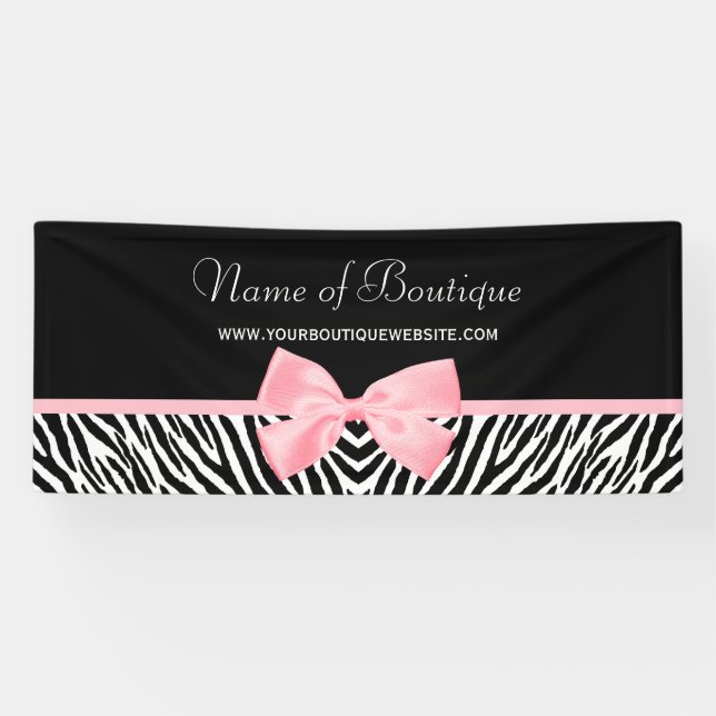 Banderoles Ruban rose-clair d'impression chic de zèbre 6 pi (Horizontal)