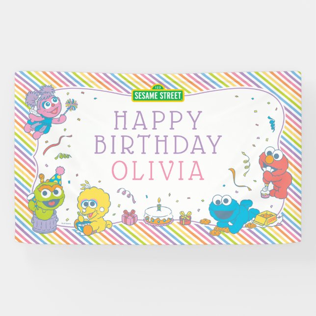 Banderoles Rue Sésame | Premier anniversaire du bébé (Horizontal)