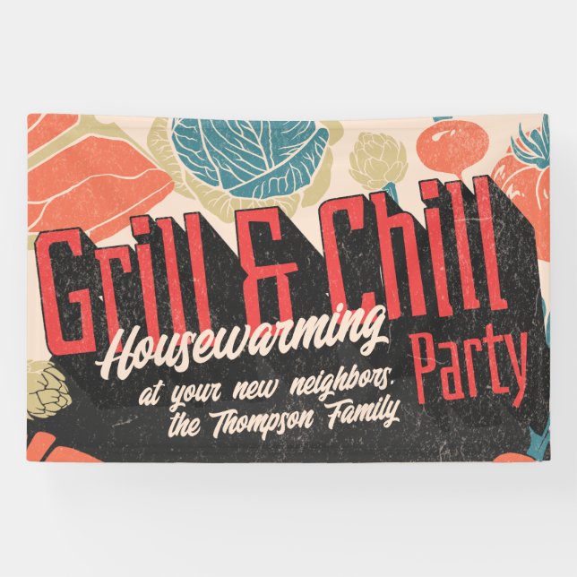 Banderoles Russe Convivial Ménage BBQ Thanksgiving (Horizontal)