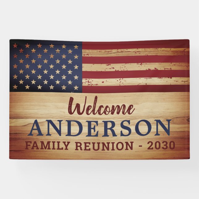 Banderoles Russe Patriotique Famille Personnalisée Etats-Unis (Horizontal)