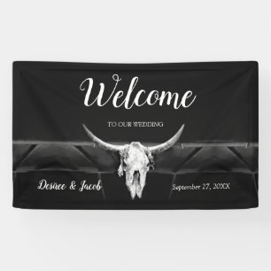 Banderoles Russe Western Noir et Blanc Taureau Bienvenue crân