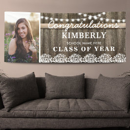Banderoles Rustic Babys Breath 2025 Graduation Photo