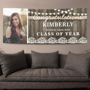 Banderoles Rustic Babys Breath 2025 Graduation Photo