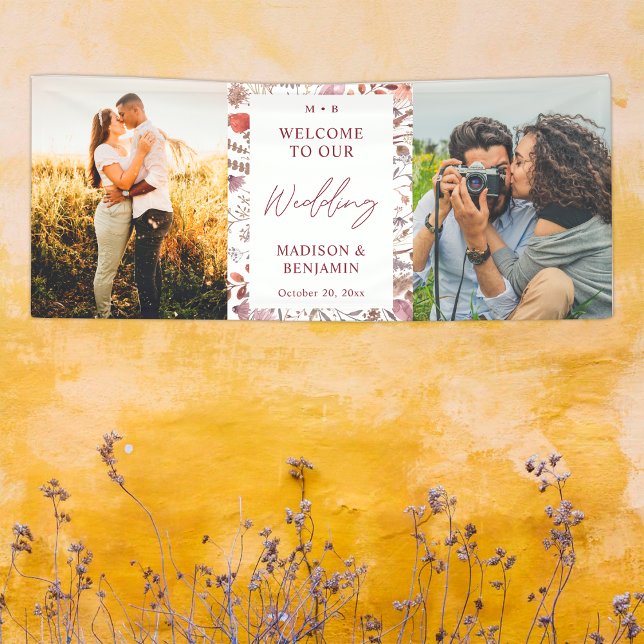 Banderoles Rustic Boho Chic Wildflowers Photo Wedding Welcome (Créateur téléchargé)