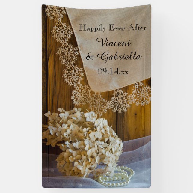 Banderoles Rustic Country Lace Barn Mariage (Vertical)