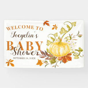 Banderoles Rustic Fall Citrouille Baby shower aquarelle