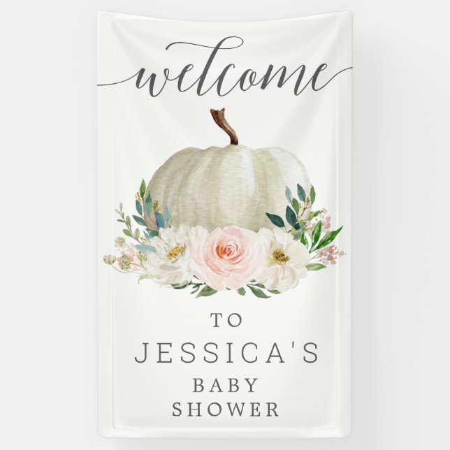 Banderoles Rustic Fall Floral Citrouille Vinyl Anniversaire B (Vertical)