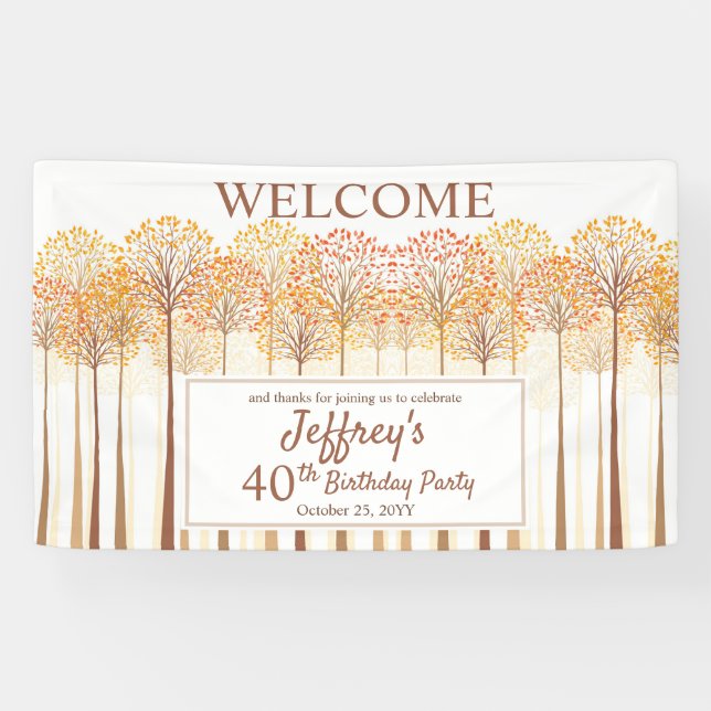 Banderoles Rustic Fall Trees Terracotta 40e fête d'anniversai (Horizontal)