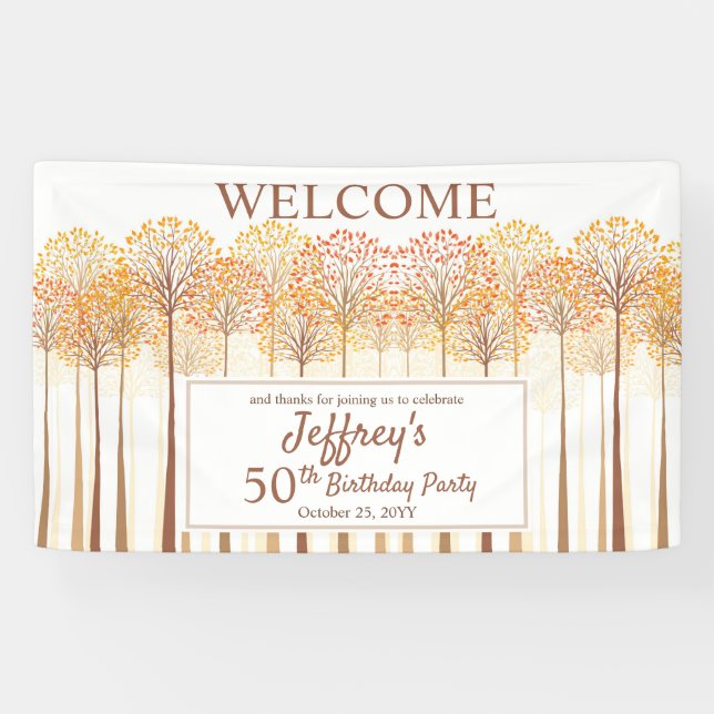 Banderoles Rustic Fall Trees Terracotta 50e fête d'anniversai (Horizontal)