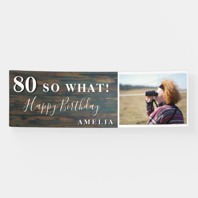 Banderoles Rustic Funny 80 Alors Quelle 80e fête d'anniversai (Horizontal)