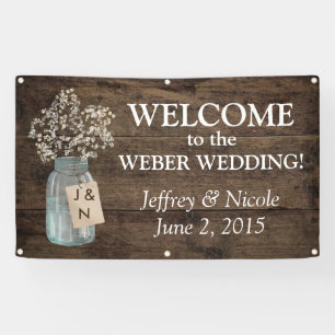 Banderoles Rustic Grange Mariage Wood Mason Jar Babys Respire