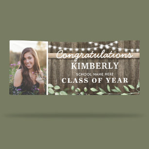 Banderoles Rustic Green 2025 Graduation Photo