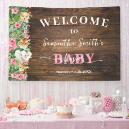 Banderoles Rustic Pink Wild Safari Welcome Baby Shower Banner