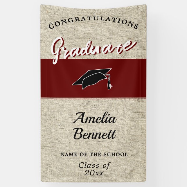 Banderoles Rustic Red Félicitations Graduation Party P (Vertical)