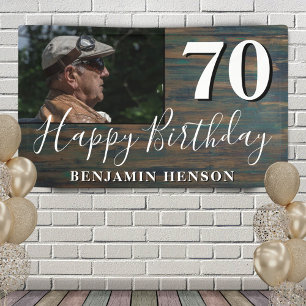 Banderoles Rustic Wood 70th Birthday Party Photo