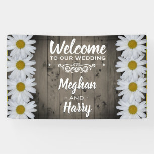 Banderoles Rustique Grange Mariage Daisy Floral Bienvenue