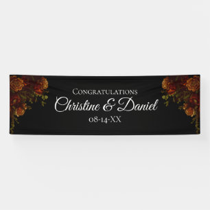 Banderoles Rustique Orange Noir Élégant Mariage Invitation