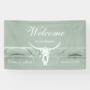 Banderoles Rustique Pastel Sage Vert Vache Occidentale Motif 