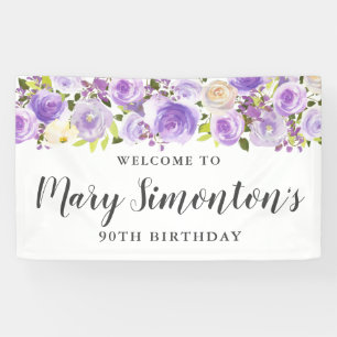 Banderoles Rustique Purple Floral Greenery 90e anniversaire