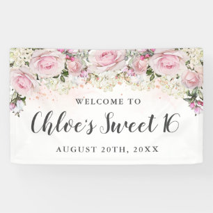 Banderoles Rustique rose et blanc Floral Sweet 16 Party