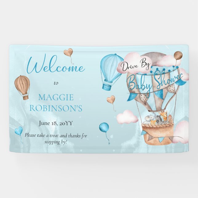 Banderoles Safari Animaux Ballons Conduire Par Baby shower Ga (Horizontal)