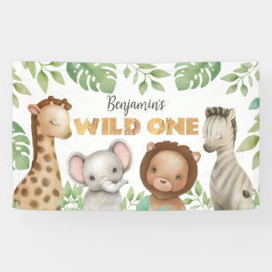 Banderoles Safari Animaux Wild One 1st Birthday Banner
