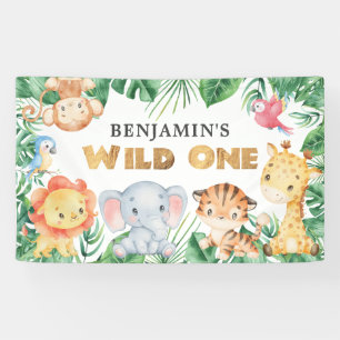Banderoles Safari Animaux Wild One 1st Birthday Banner