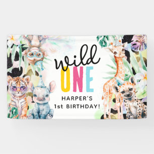 Banderoles Safari d'anniversaire de Wild One 1 an