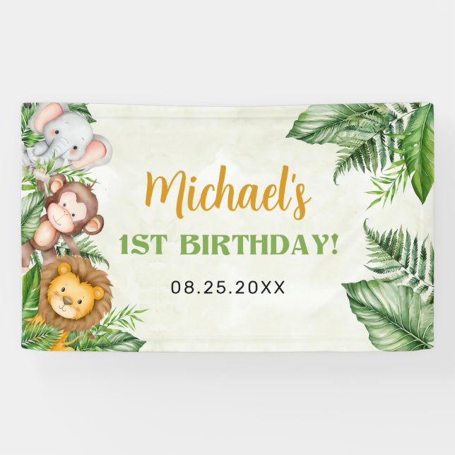 Banderoles Safari Wild Un Anniversaire (Horizontal)