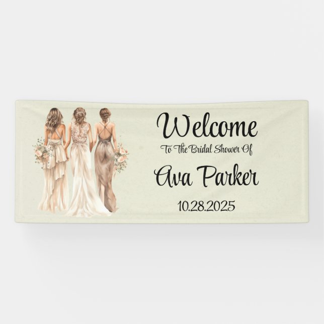 Banderoles Sage Green avec Bridesmaiers Fête des mariées Bien (Horizontal)