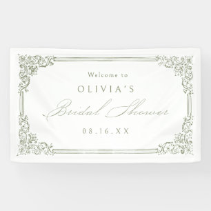 Banderoles Sage Green Vintage Frame Elégante Fête des mariées