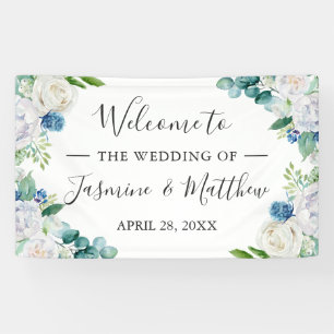 Banderoles Sage Vert Bleu Blanc Floral Party de mariage