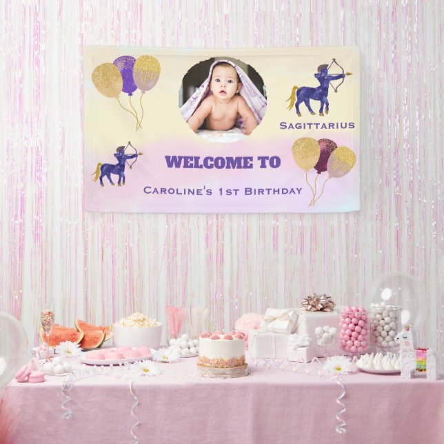 Banderoles Sagittaire Aquarelle 1er Anniversaire | Panneau Ph (Fête)