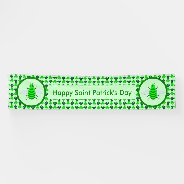 Banderoles Saint Patricks Day Bee et Shamrocks (Horizontal)