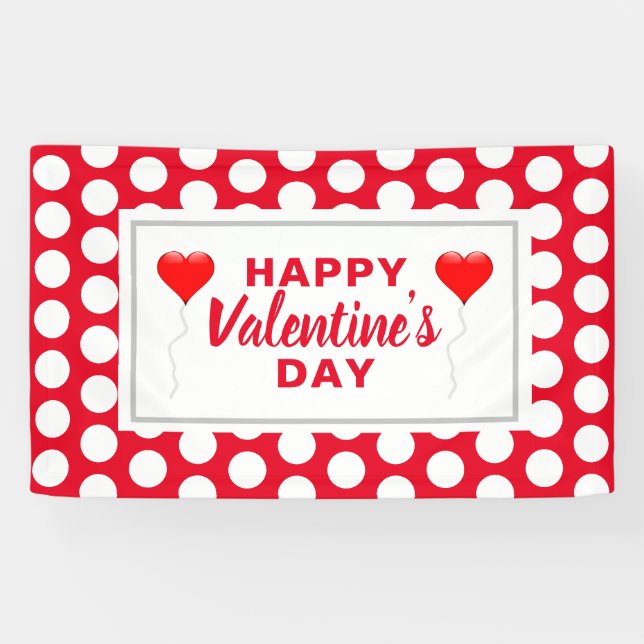 Banderoles Saint Valentin Coeurs rouges Chiffres blancs (Horizontal)