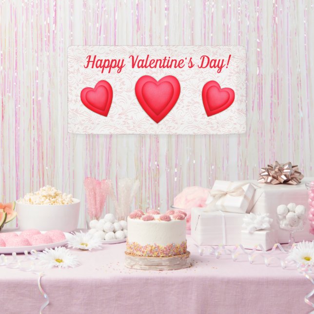 Banderoles Saint Valentin Coeurs rouges fantaisistes (Fête)