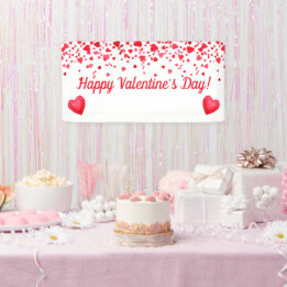 Banderoles Saint Valentin Rouge Motif des Coeurs Confetti