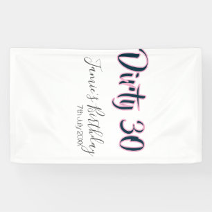 Banderoles Sale 30 joyeux anniversaire nom date rose gris cal