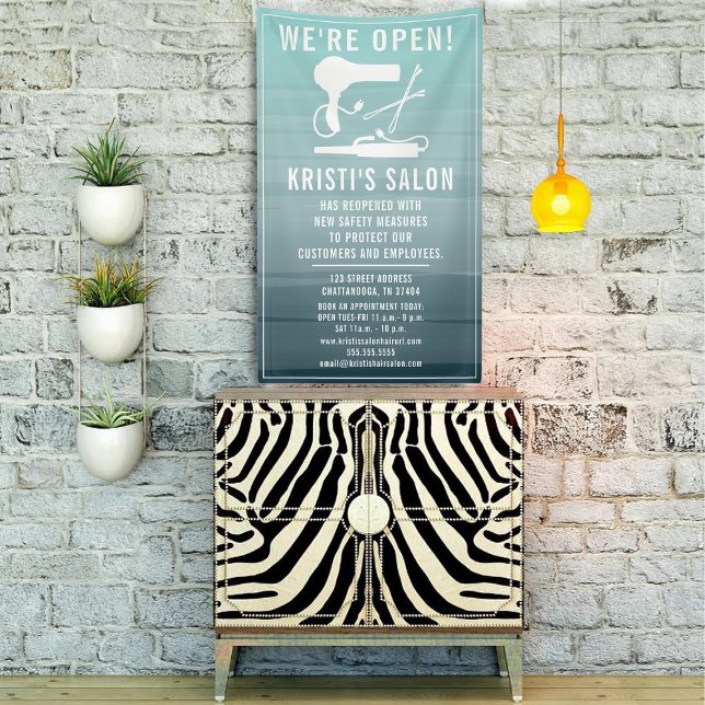 Banderoles Salon Business Nous sommes Open Turquoise Ombre (Créateur téléchargé)